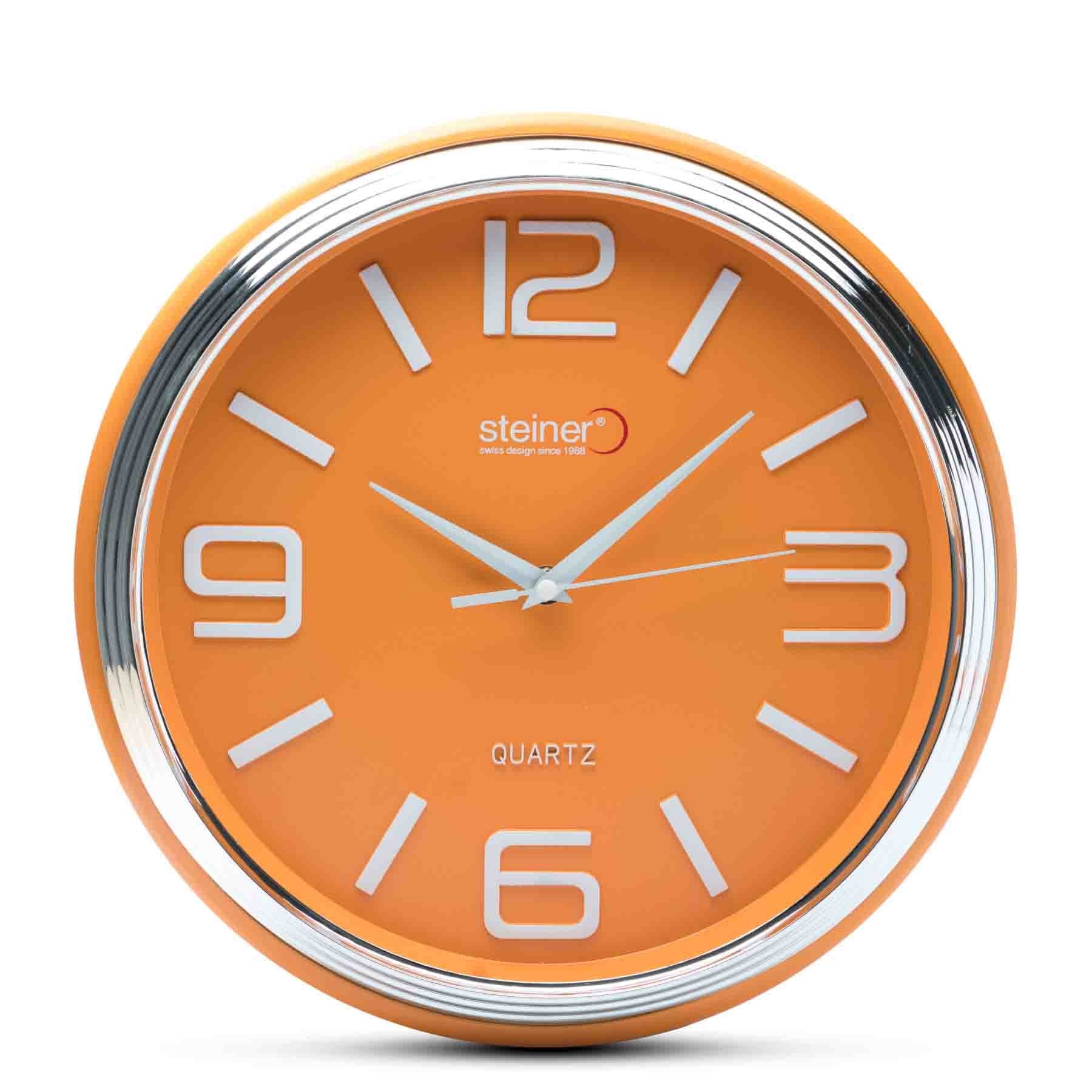 Reloj de Pared Análogo Naranja Steiner