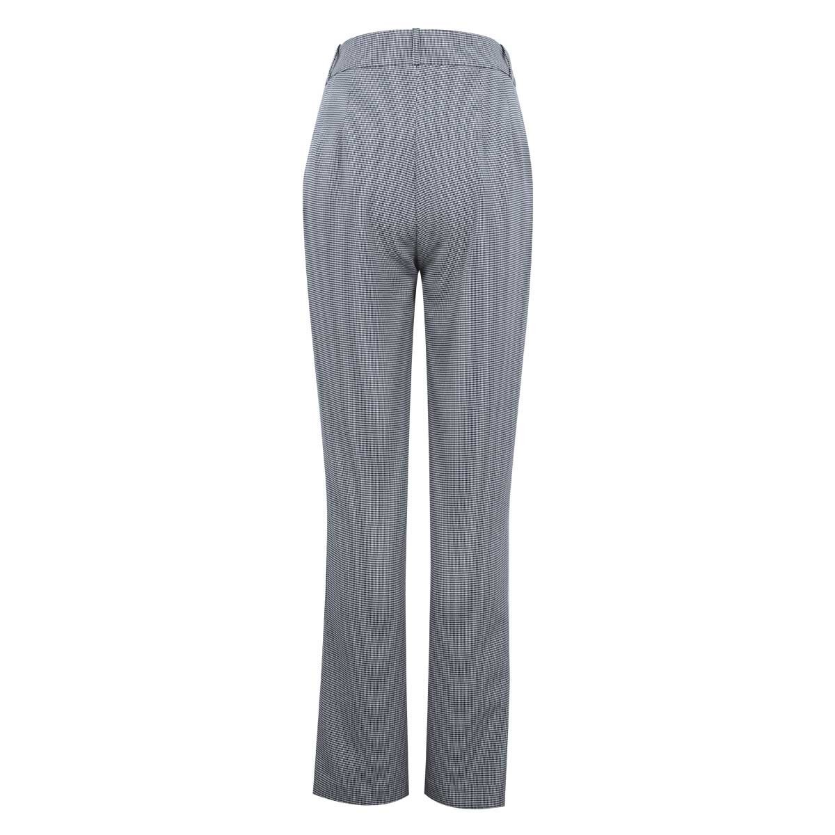 Pantalón Corte Recto Mini Cuadro con Presillas Office Cool