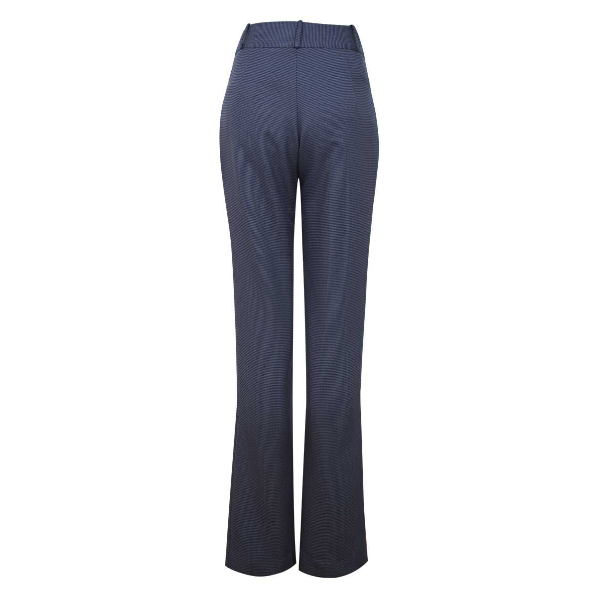 Pantalón Corte Recto Mini Cuadro con Presillas Office Cool