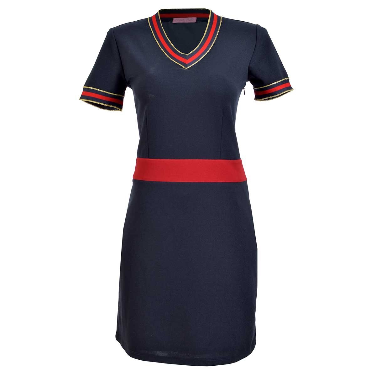 Vestido Liso Manga Corta con Cintas Beverly Hills