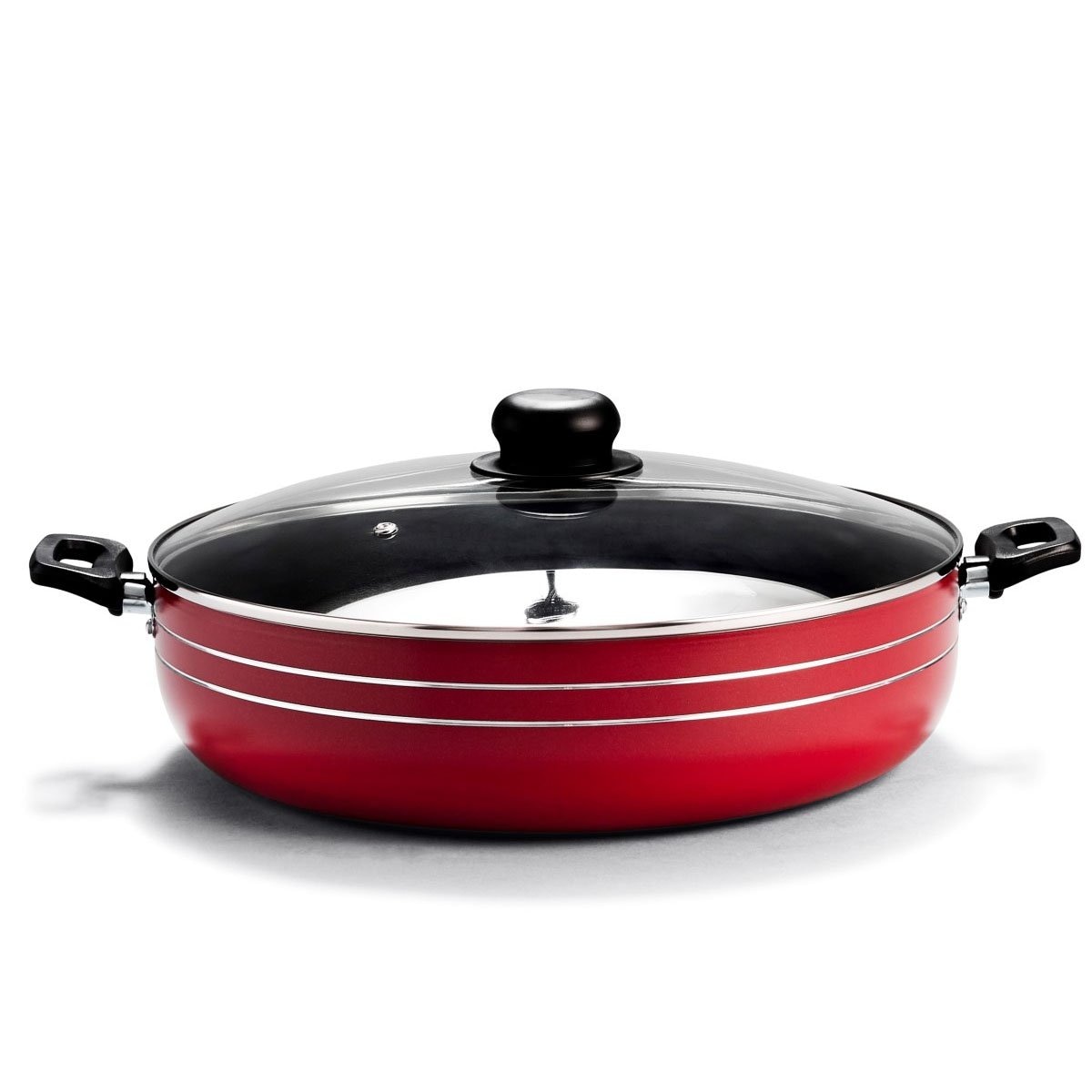 Arrocera con Tapa Vidrio 28 Cm Roja 3 Lts Lamex