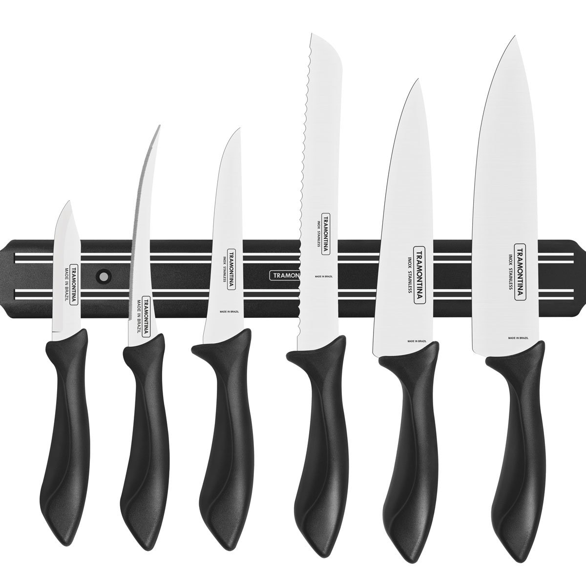 Juego 7 Cuchillos con Barra Mango Affilata Negro Tramontina