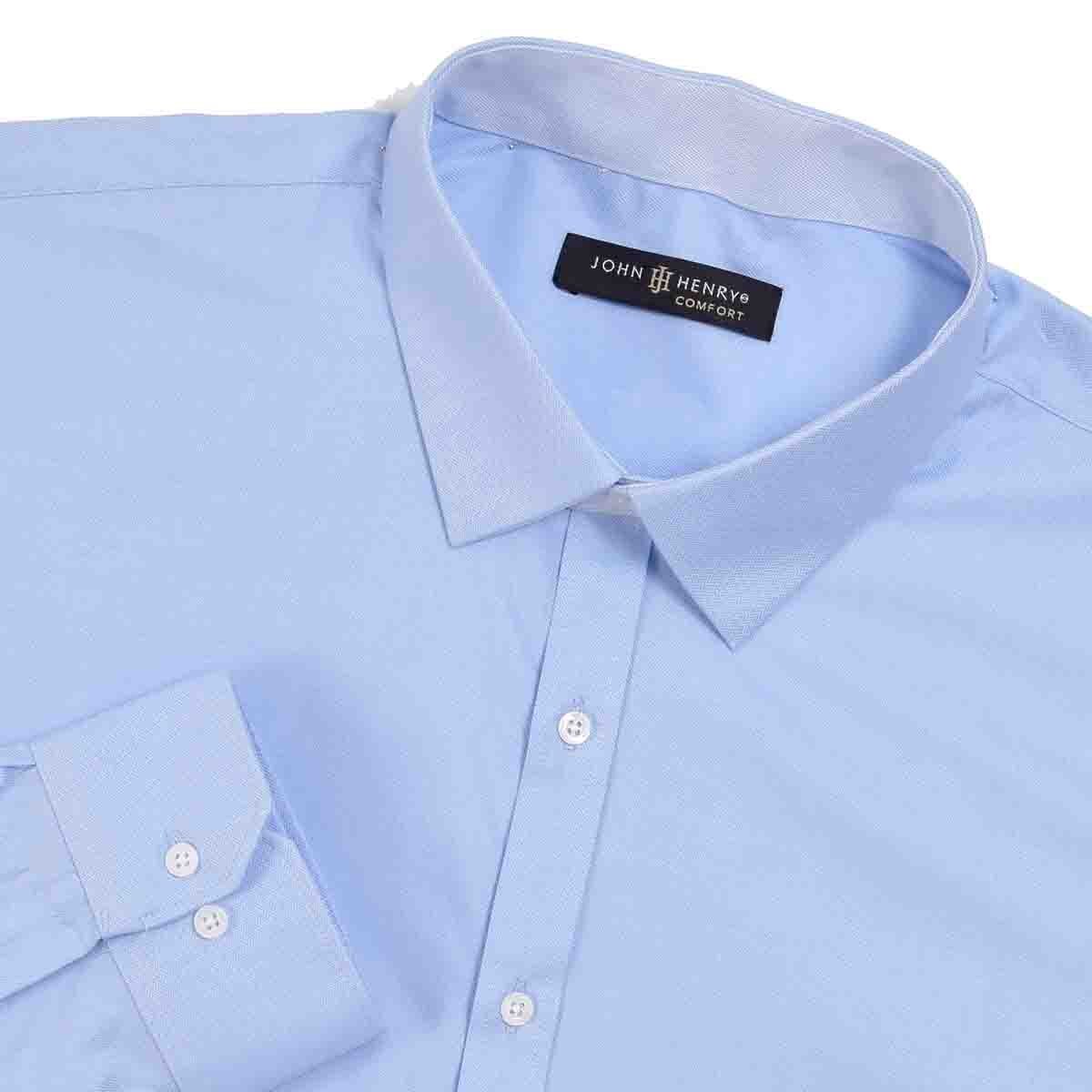 Camisa Manga Larga Azul Maquinilla John Henry para Caballero