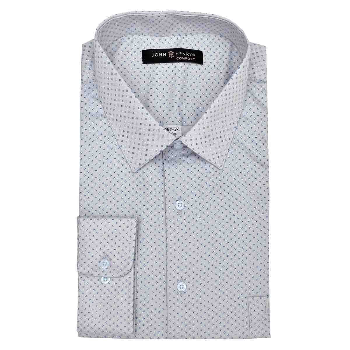 Camisa Manga Larga Gris Maquinilla John Henry para Caballero