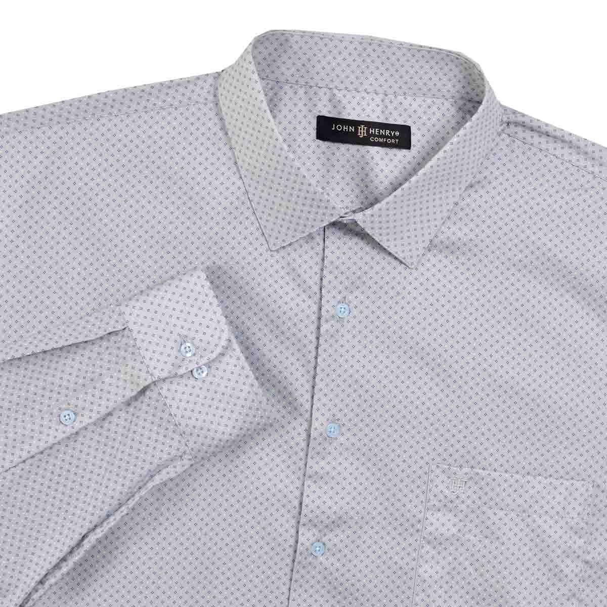 Camisa Manga Larga Gris Maquinilla John Henry para Caballero