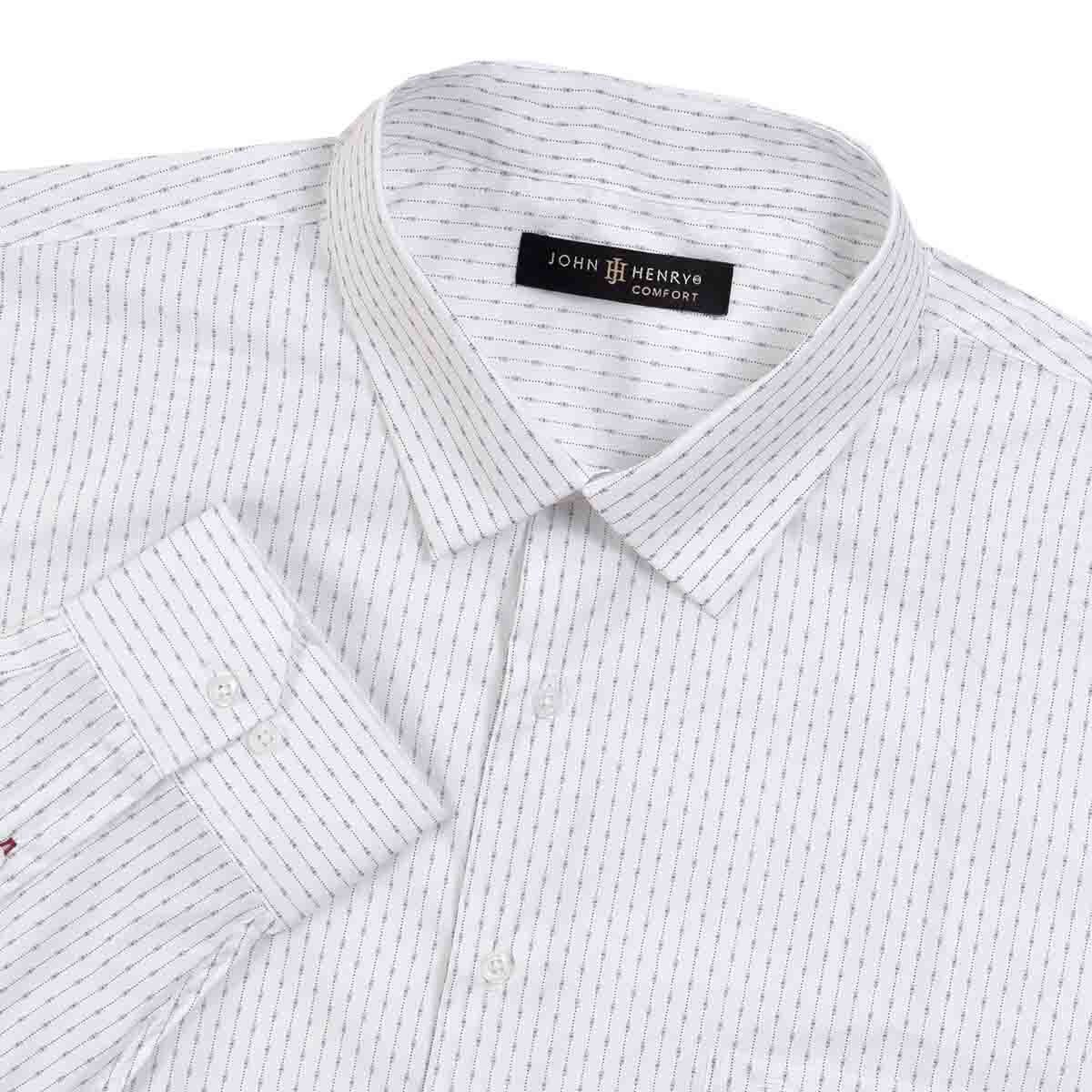 Camisa Manga Larga Blanca Estampada John Henry