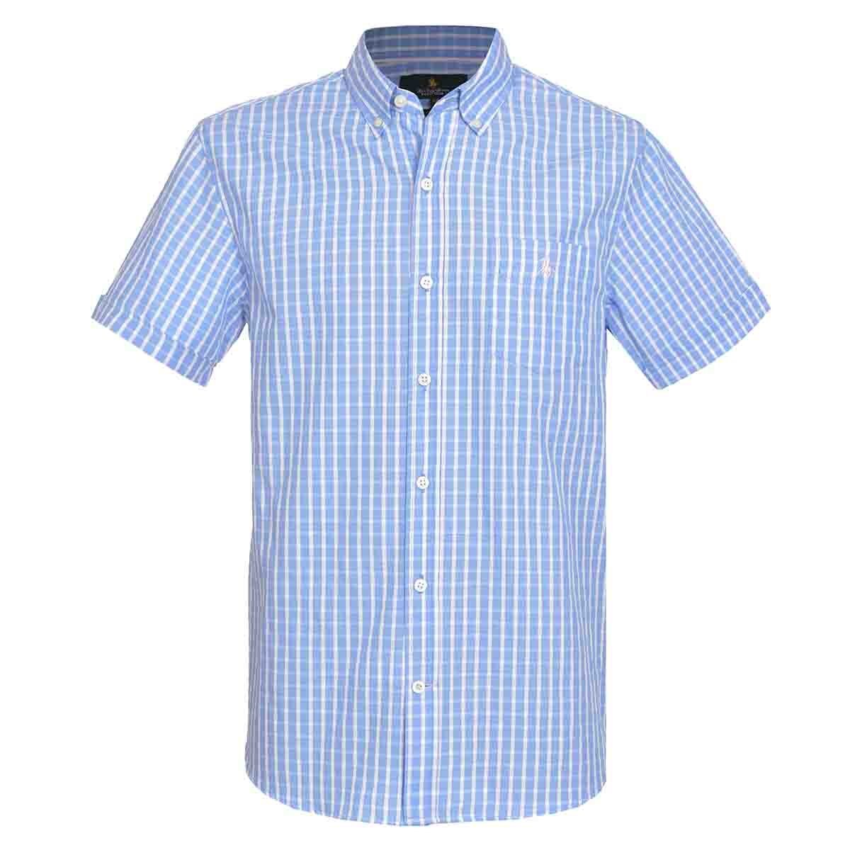 Camisa Manga Corta a Cuadros Azul Polo Club