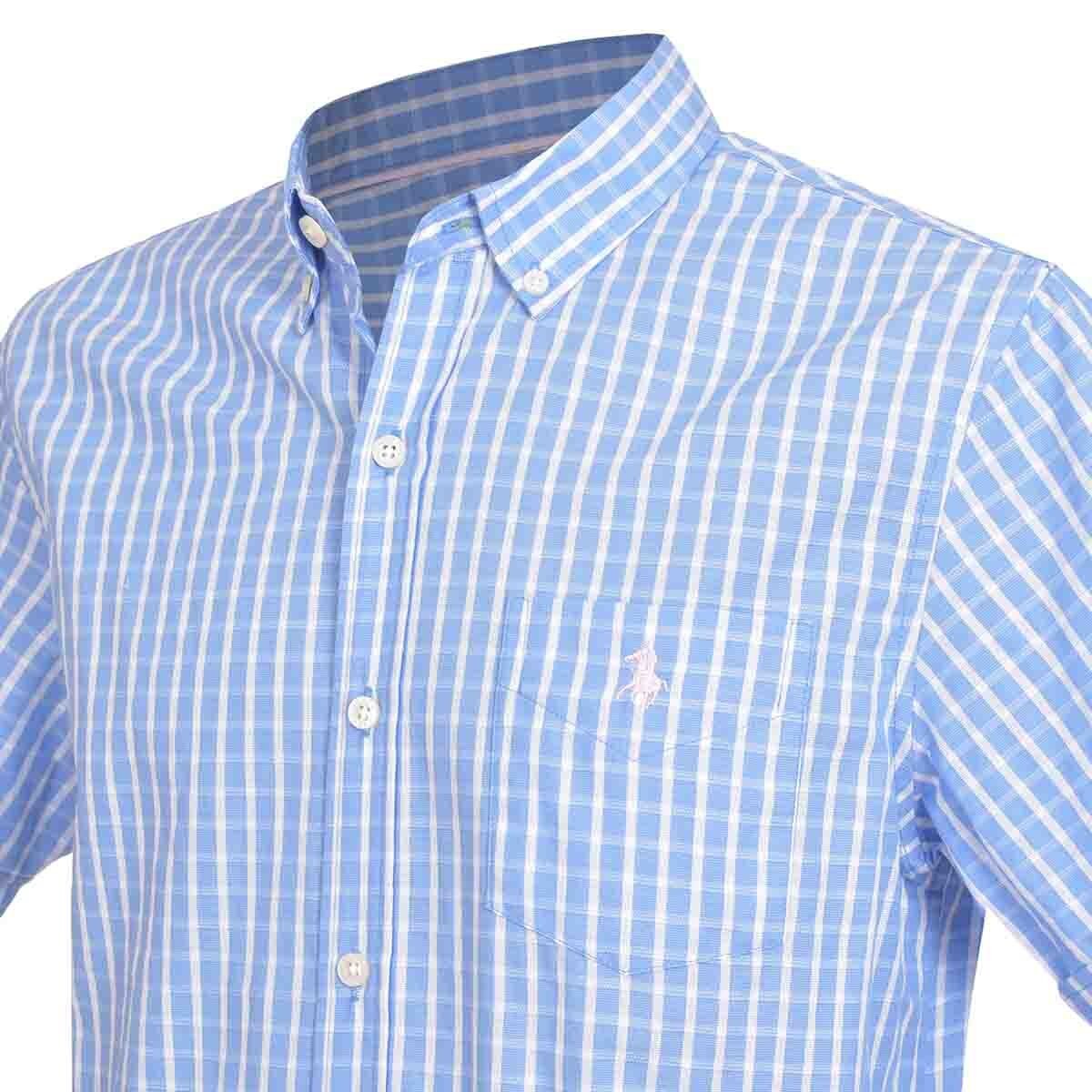 Camisa Manga Corta a Cuadros Azul Polo Club