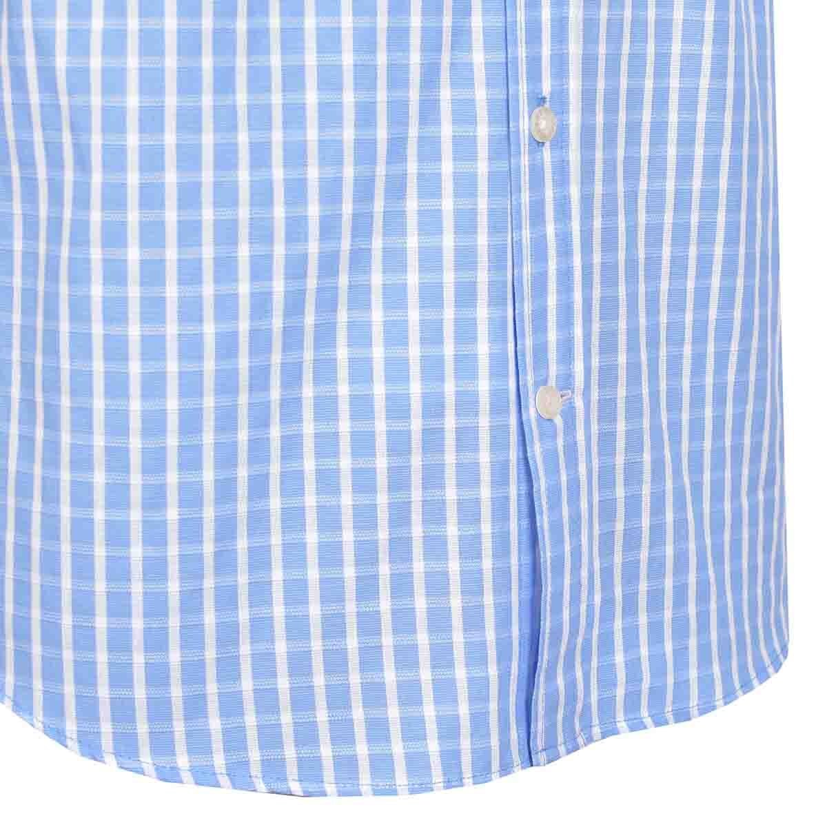 Camisa Manga Corta a Cuadros Azul Polo Club