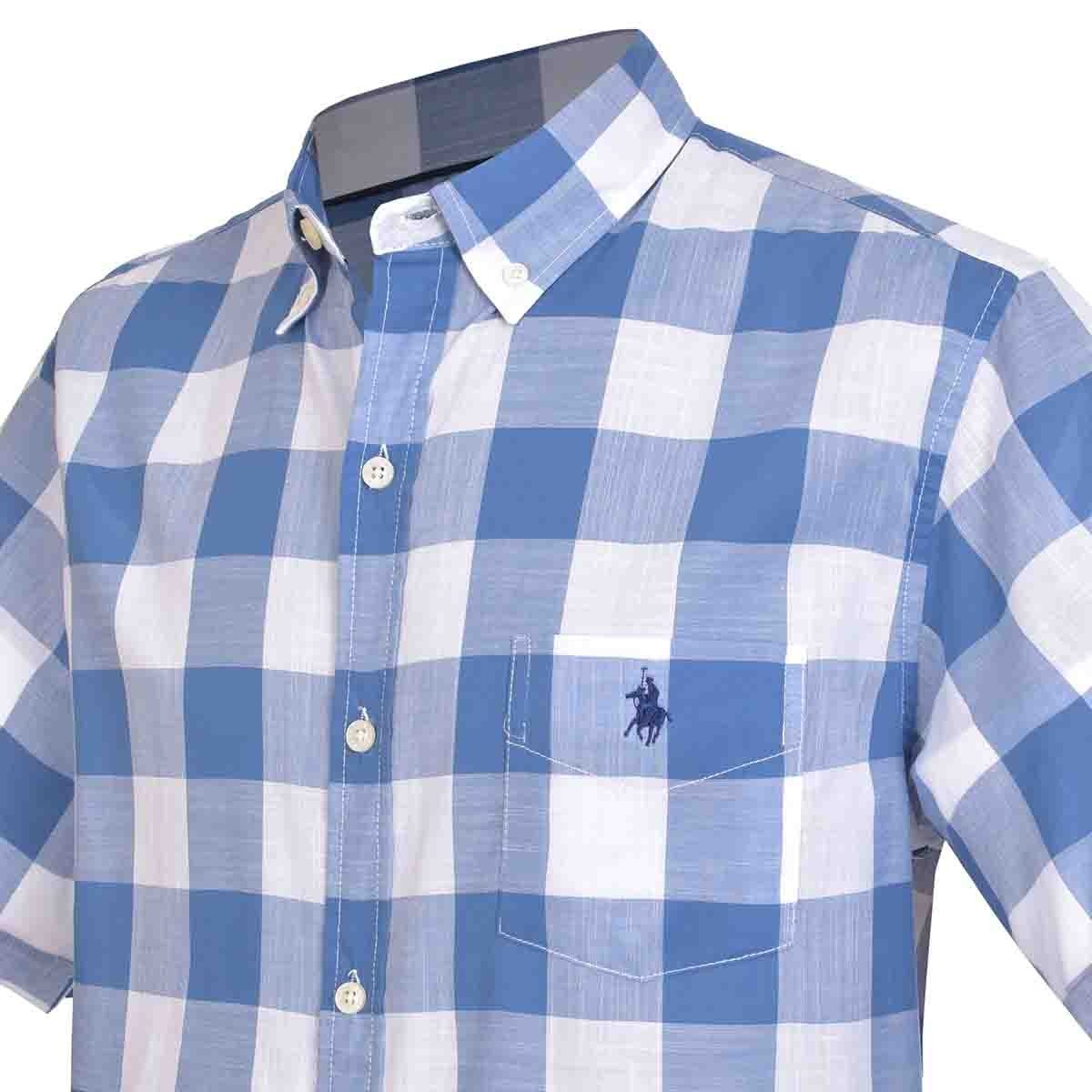 Camisa Manga Corta a Cuadros Azul Polo Club