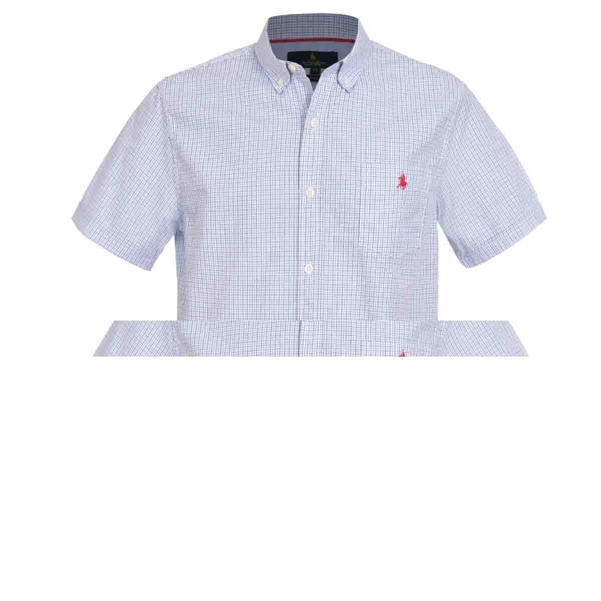 Camisa Manga Corta a Cuadros Azul Polo Club