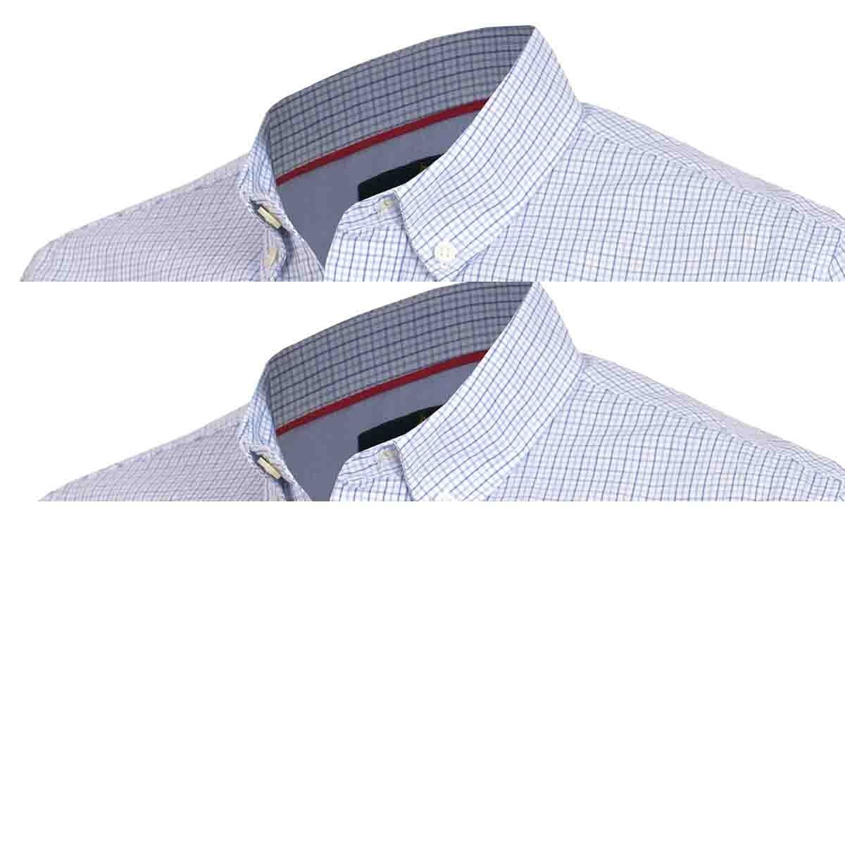 Camisa Manga Corta a Cuadros Azul Polo Club