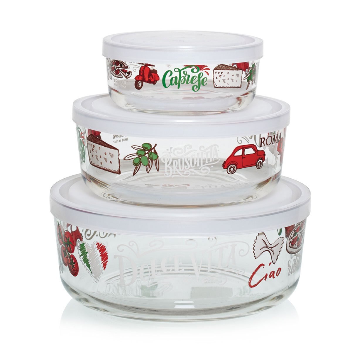 Set 3 Contenedores Vidrio Love Italy Cerve