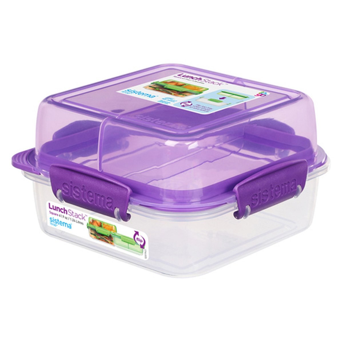 Hermético Lunch Stack Doble Cuad 1.24 Lt Sistema