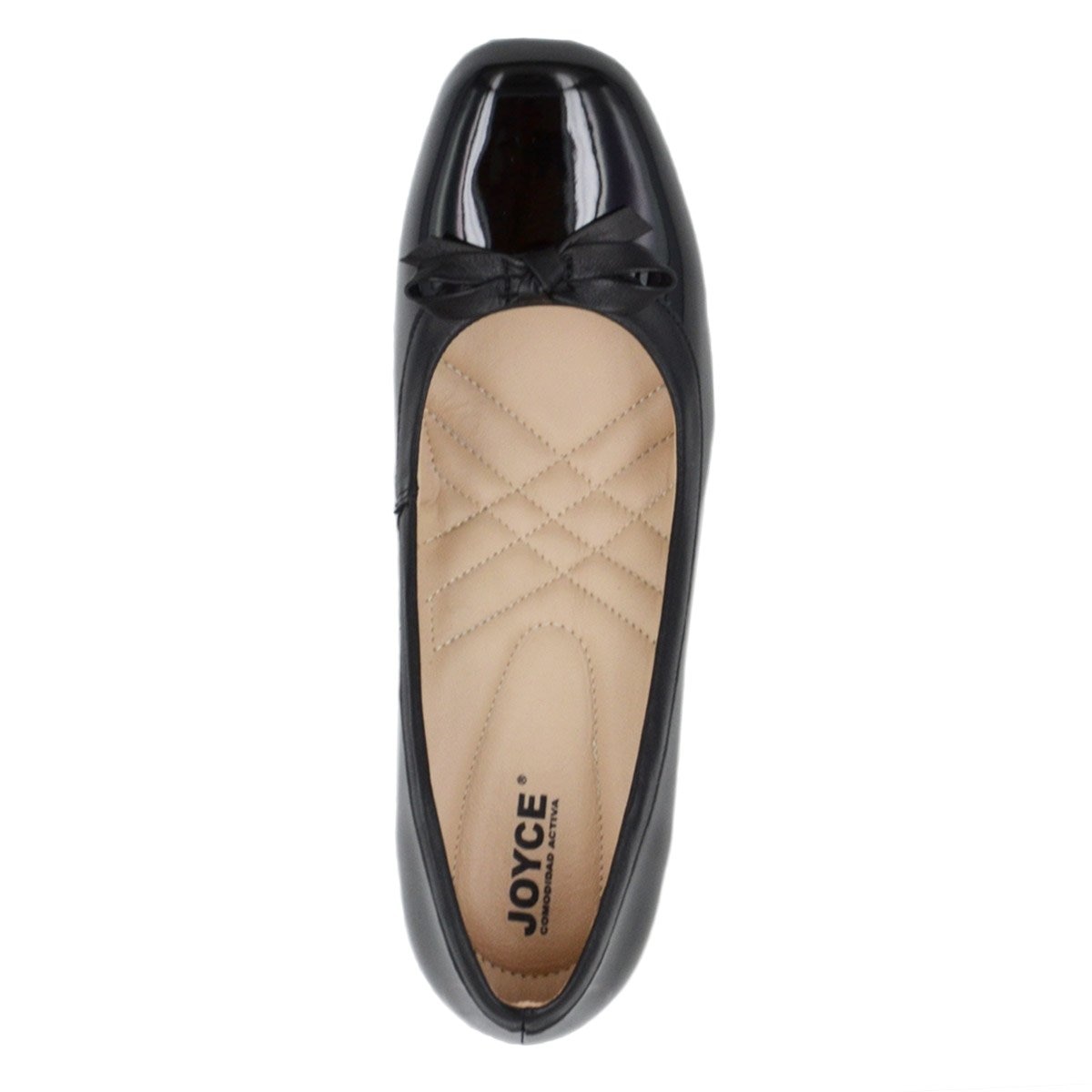 Zapatilla de Charol con Tacón y Moño Color Negro Joyce