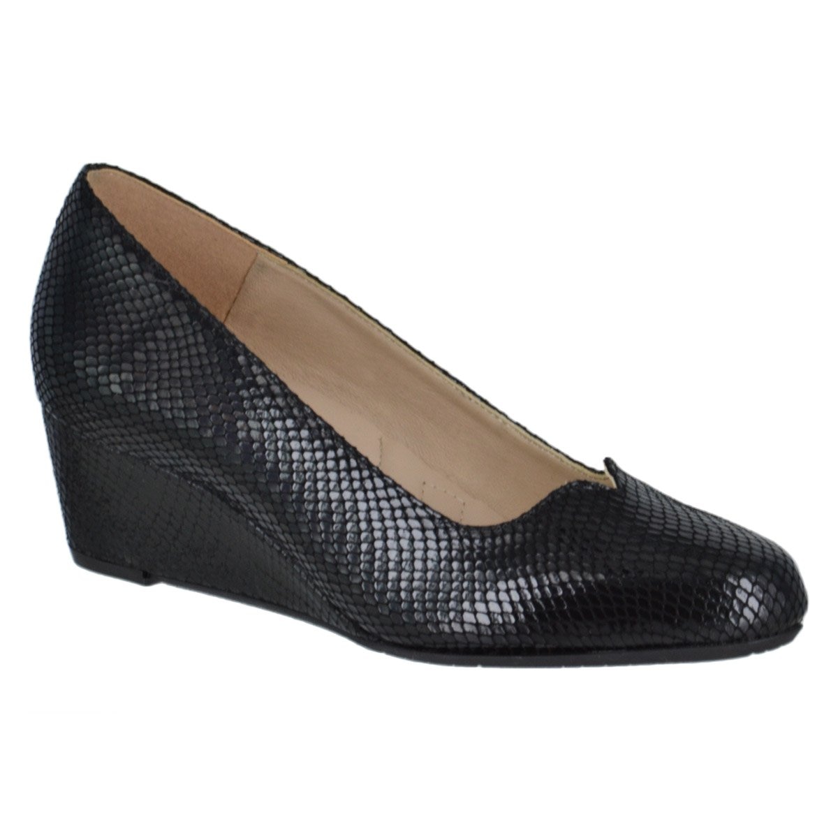 Zapatilla Cuña con Croco Color Negro Joyce