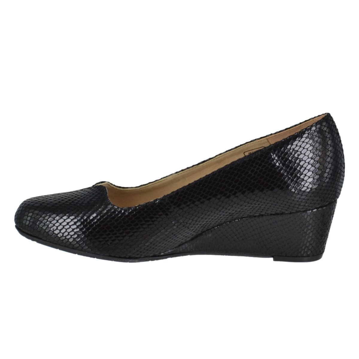 Zapatilla Cuña con Croco Color Negro Joyce