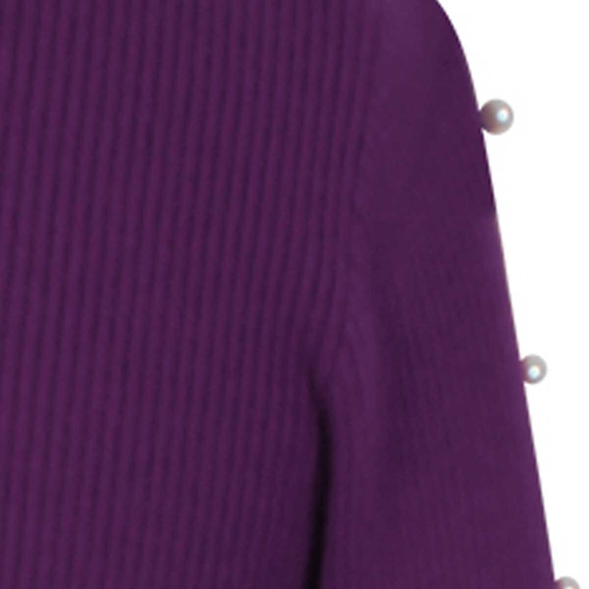Suéter Morado Cuello Alto Aplicación de Perlas Basel