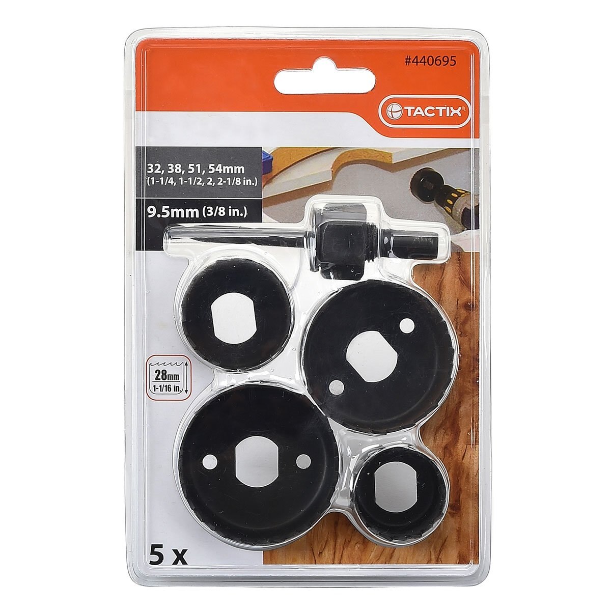 Set de 5 Brocas para Agujeros Tactix