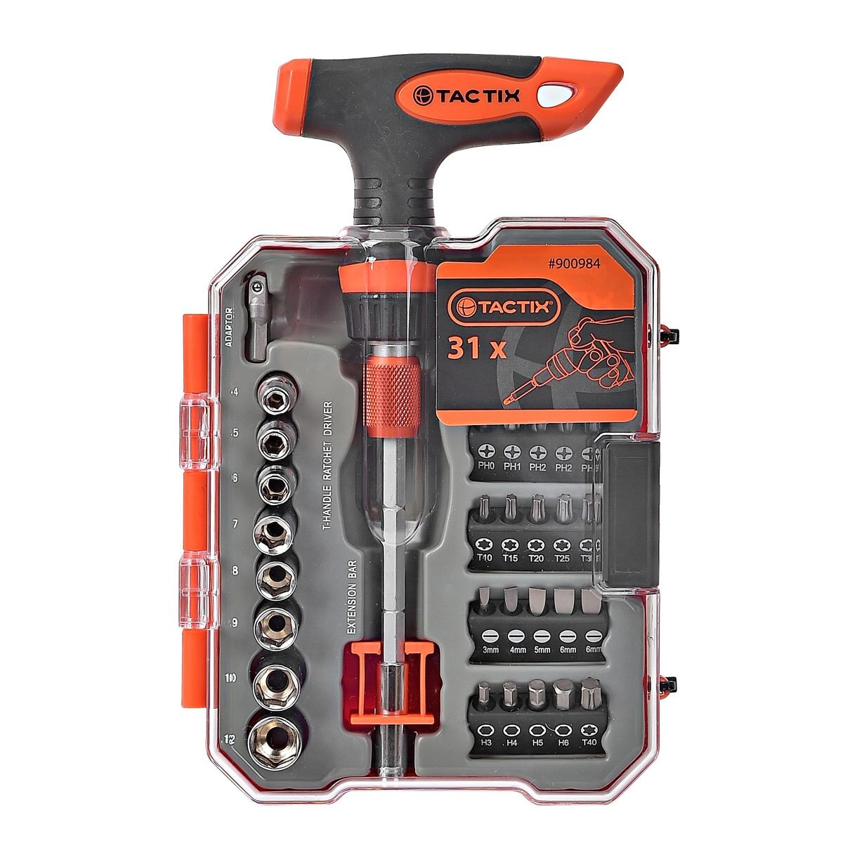 Set Matraca en T con 31 Piezas Tactix
