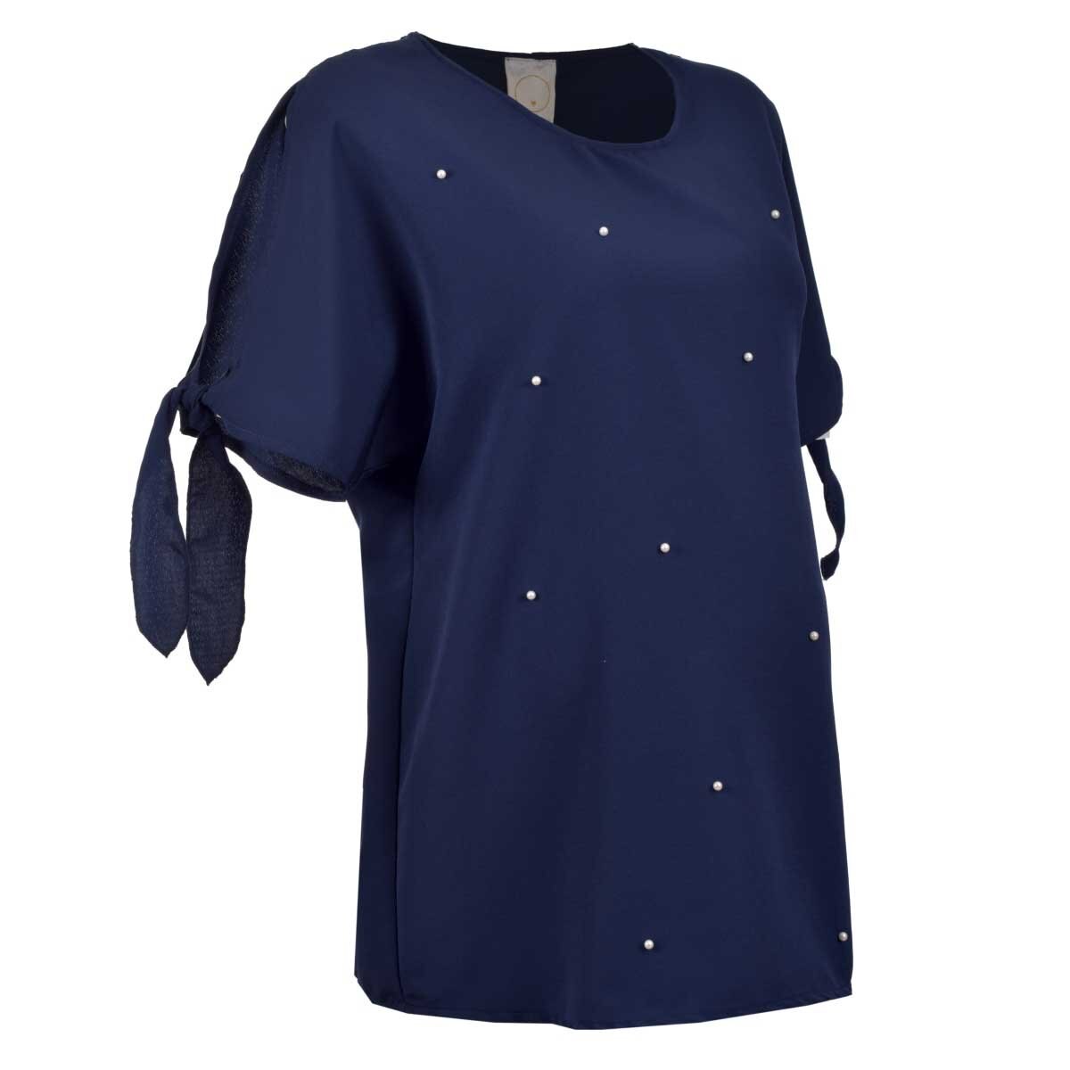Blusa para Dama Manga Corta con Aplicación al Frente Nine To Go