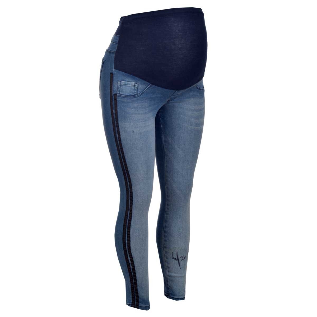 Jeans Panel Alto con Cinta en Contraste Mama Mia