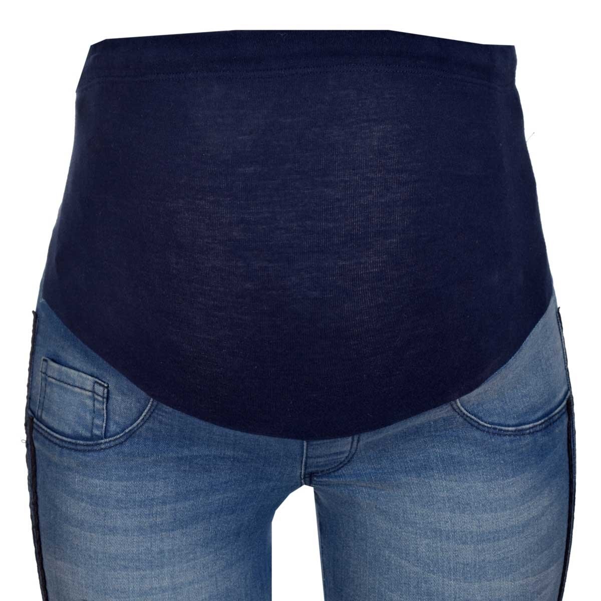 Jeans Panel Alto con Cinta en Contraste Mama Mia