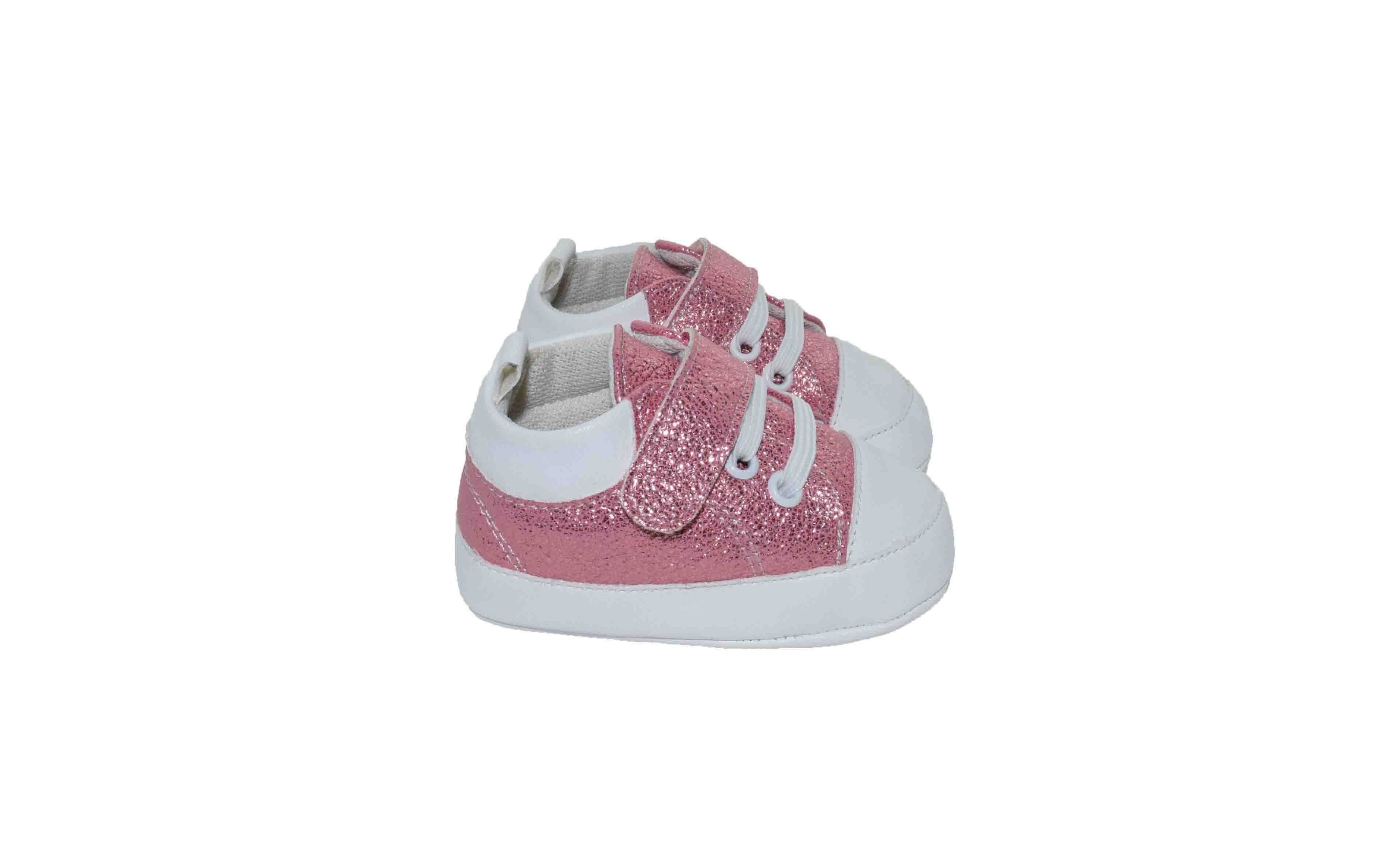 Tenis con Brillos y Velcro Rosa Melokoton para Niña