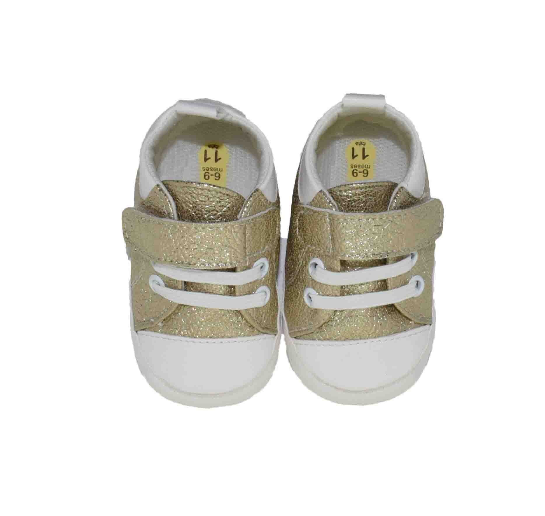 Tenis con Brillos y Velcro Oro Melokoton para Niña