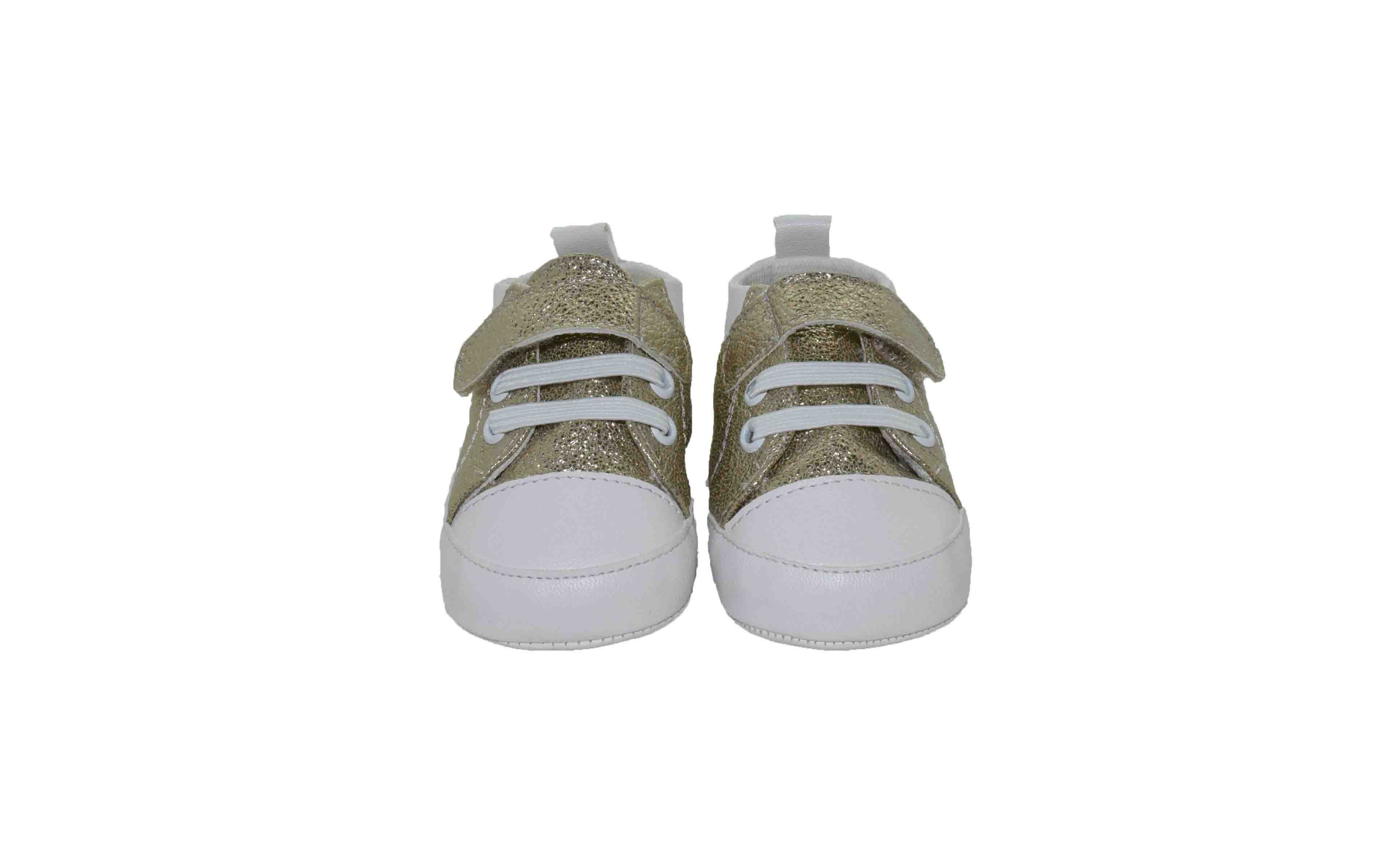 Tenis con Brillos y Velcro Oro Melokoton para Niña