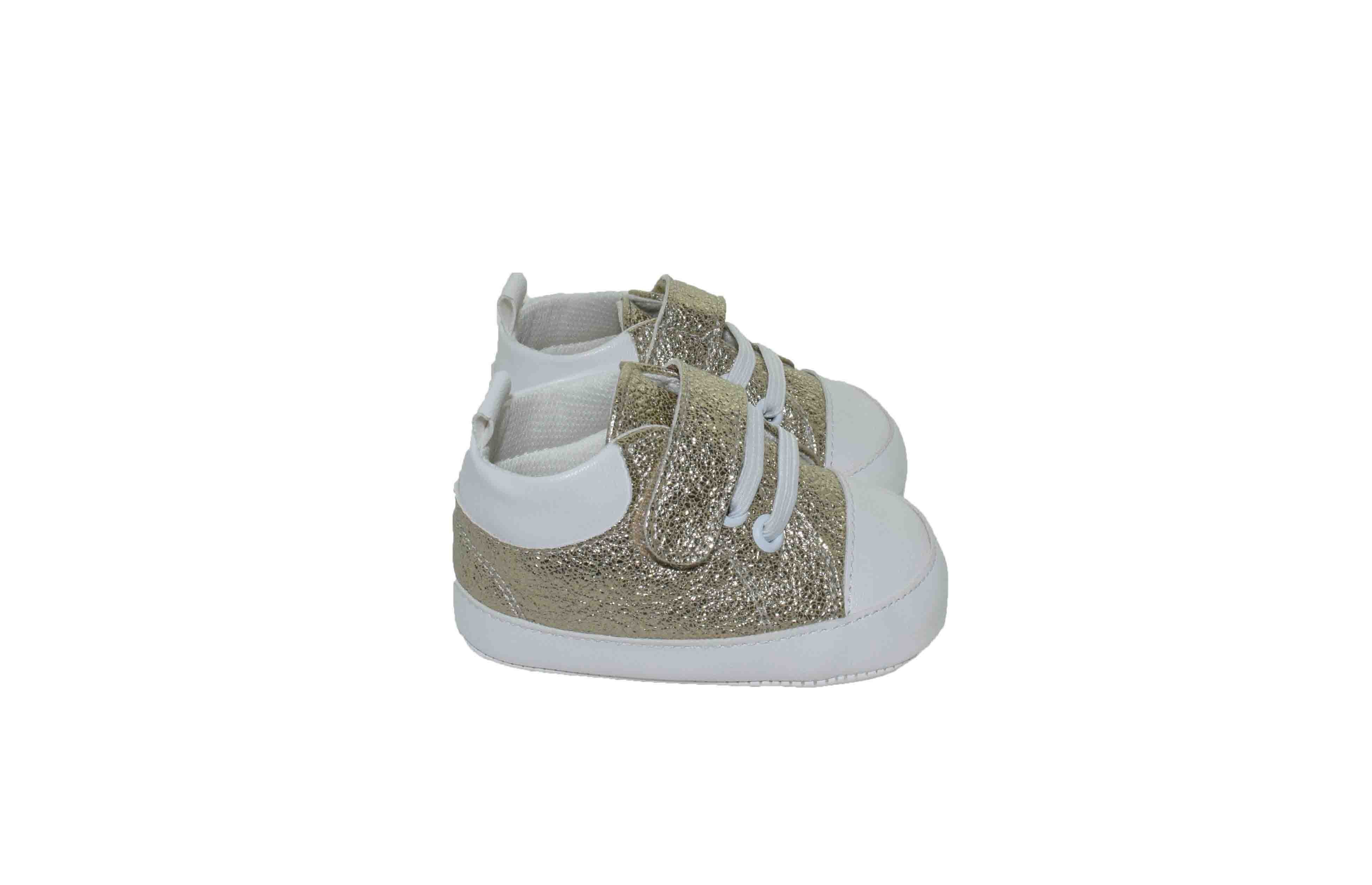 Tenis con Brillos y Velcro Oro Melokoton para Niña