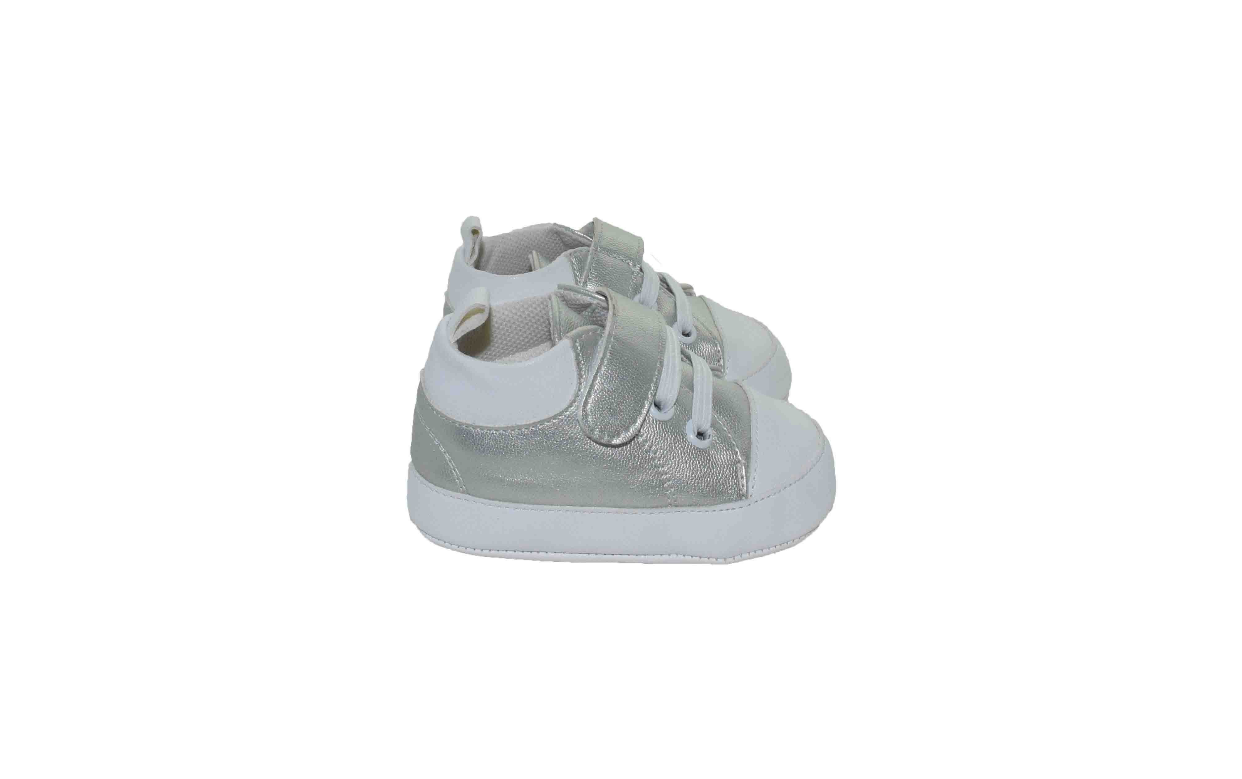 Tenis con Brillos y Velcro Plata Melokoton para Niña