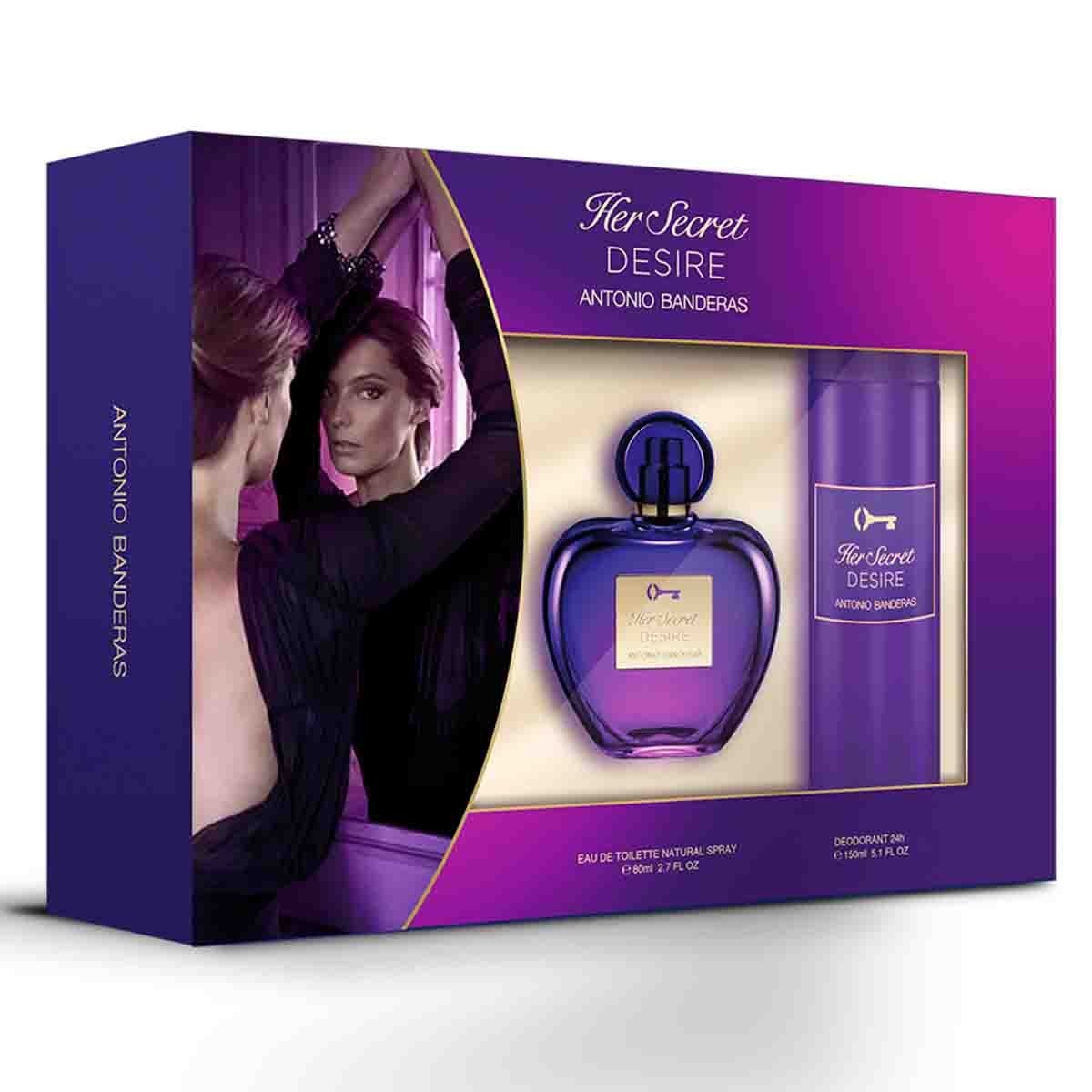 Estuche para Dama Antonio Banderas Her Secret Desire Edt 80 Ml + Desodorante 150 Ml