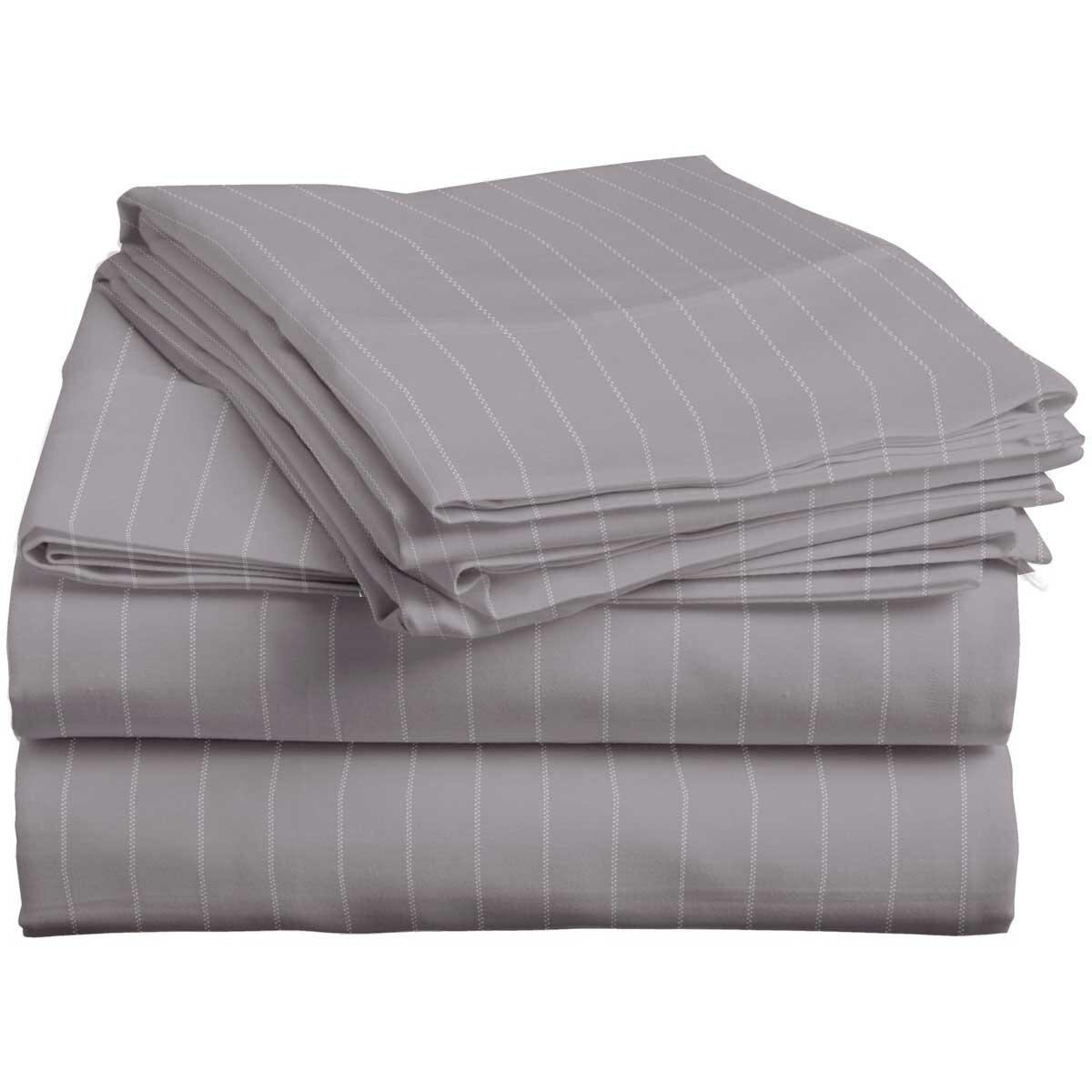 Sábana Pin Stripe Grey Franela Home Nature - King Size