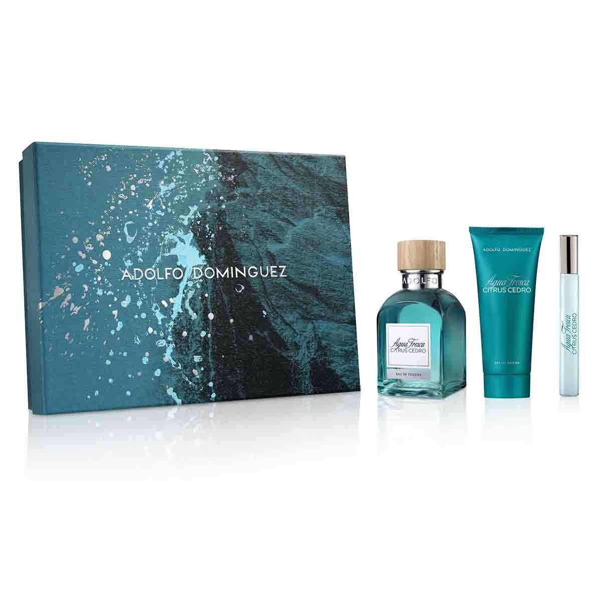 Estuche para Caballero Adolfo Dominguez Agua Fresca Citrus Cedro Edt 120 Ml + Shower Gel 75 Ml + Edt 10 Ml