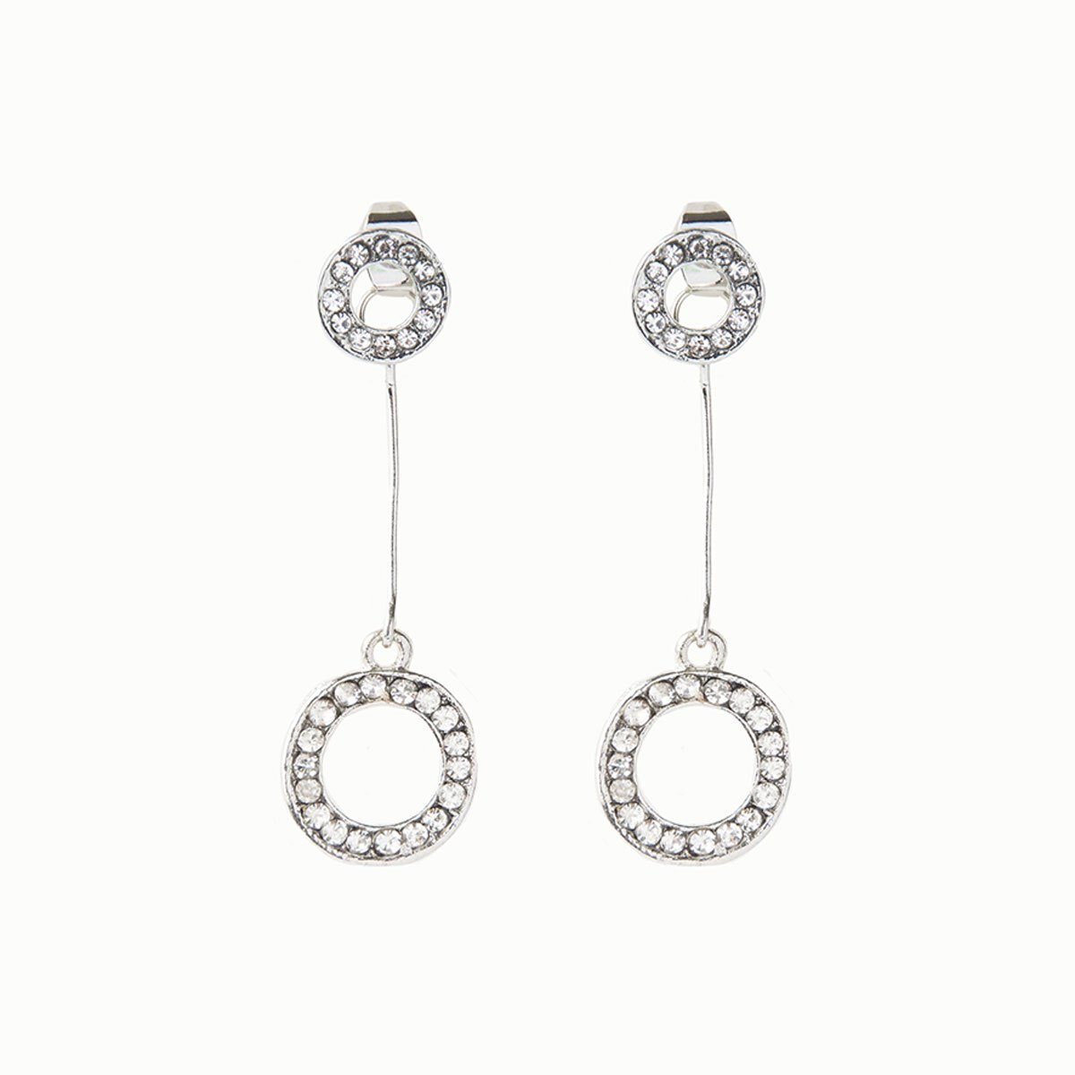 Aretes Doble Aro Cristal Incrustado Plata Wonder Charms
