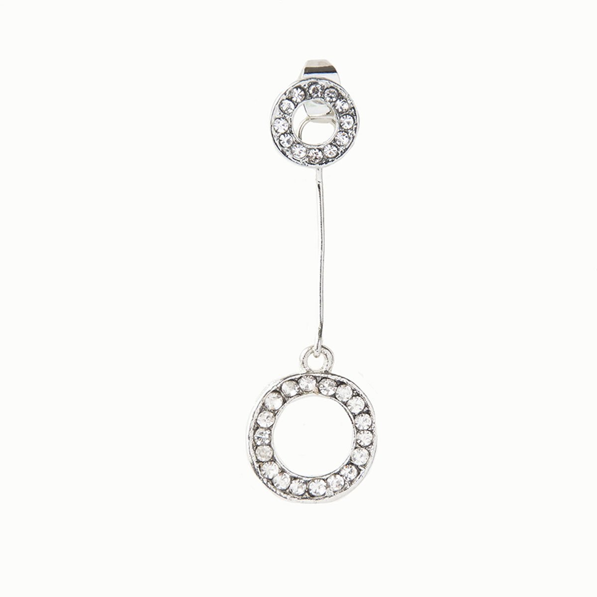 Aretes Doble Aro Cristal Incrustado Plata Wonder Charms