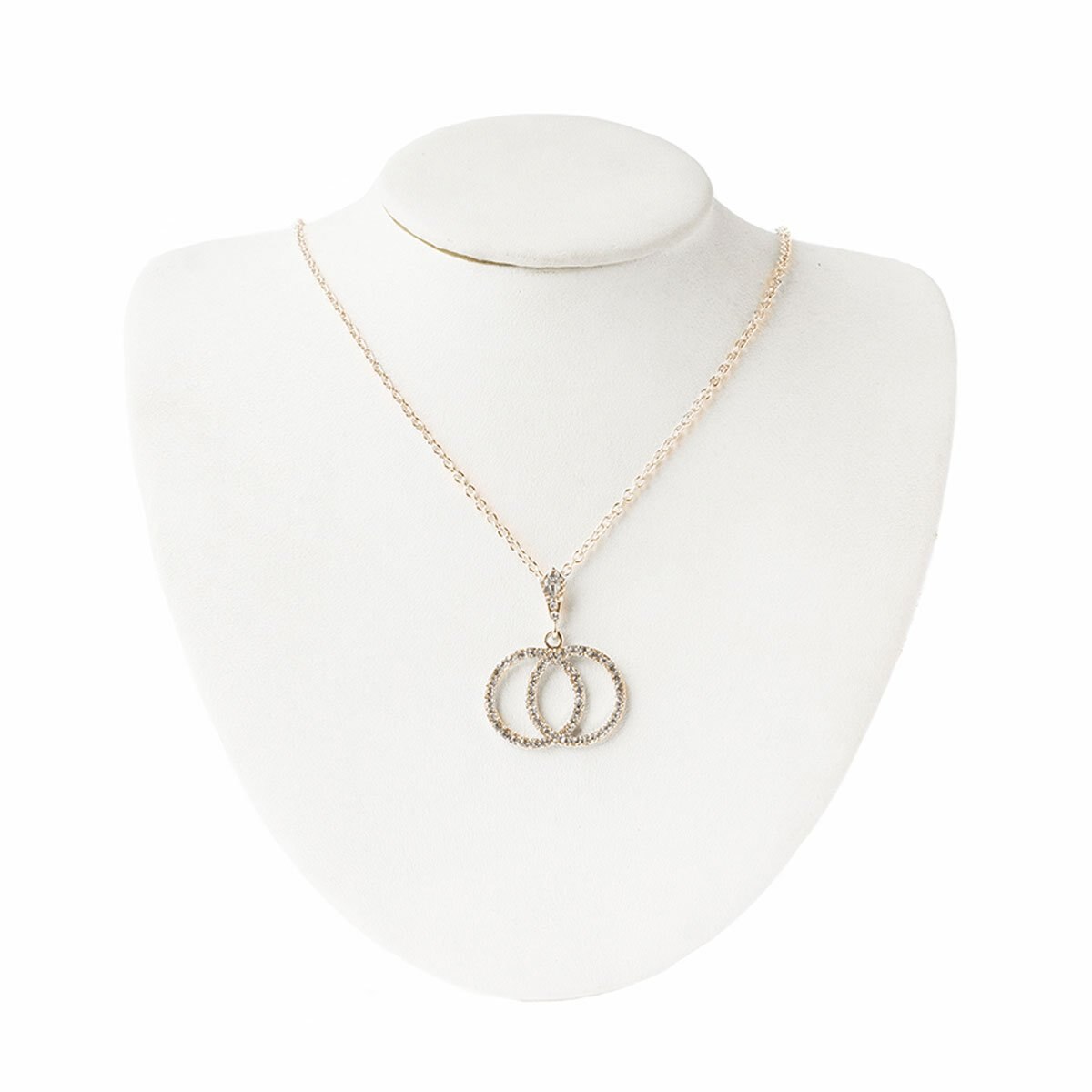 Collar Aros Dobles Cristal Incrustado Dorado Wonder Charms