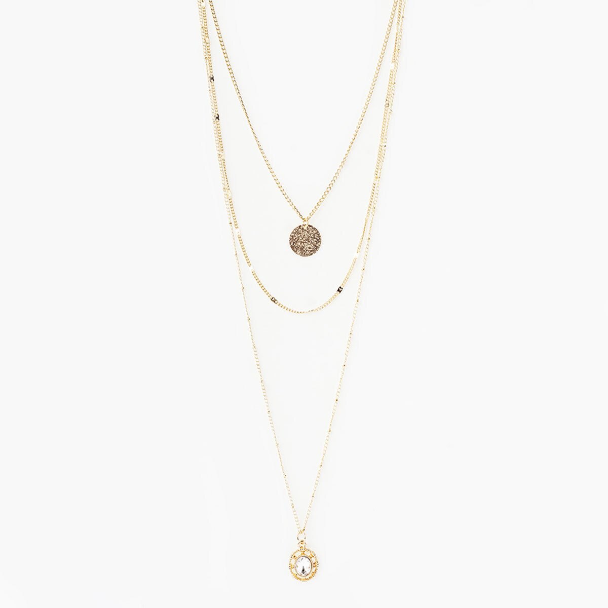 Collar Circulo Y Cristal Dorado Wonder Charms