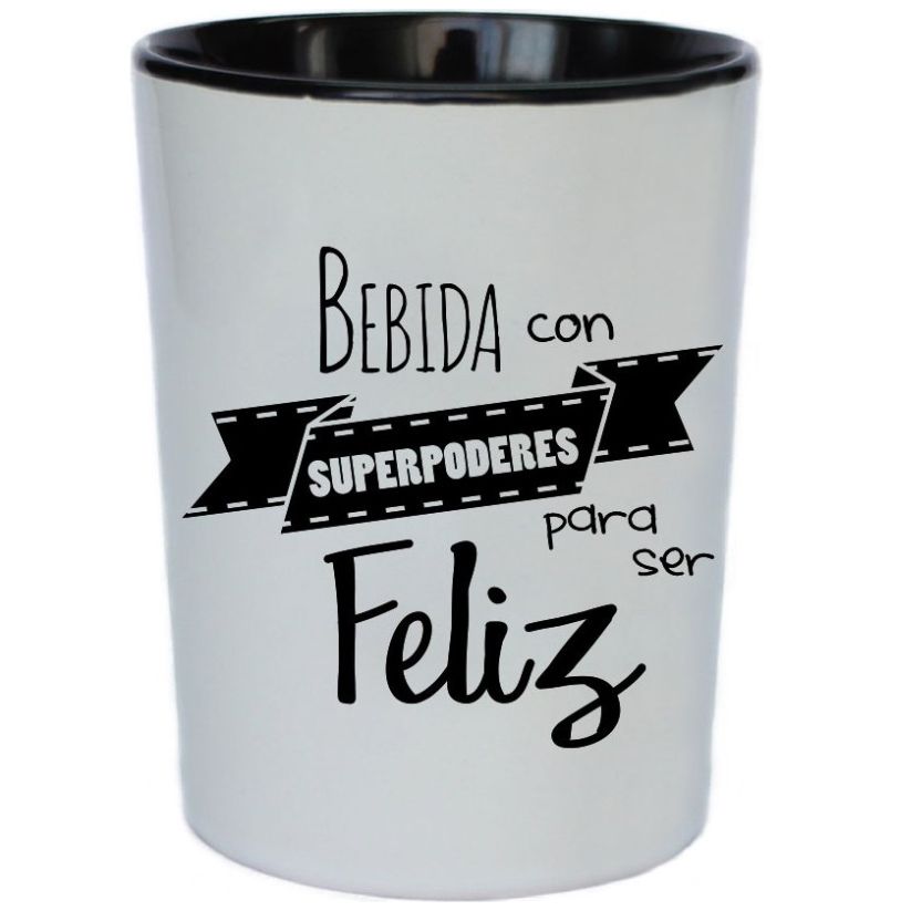 Taza de Cerámica 12 Oz" Bebida con Super Poderes para Ser Feliz" Unique Art