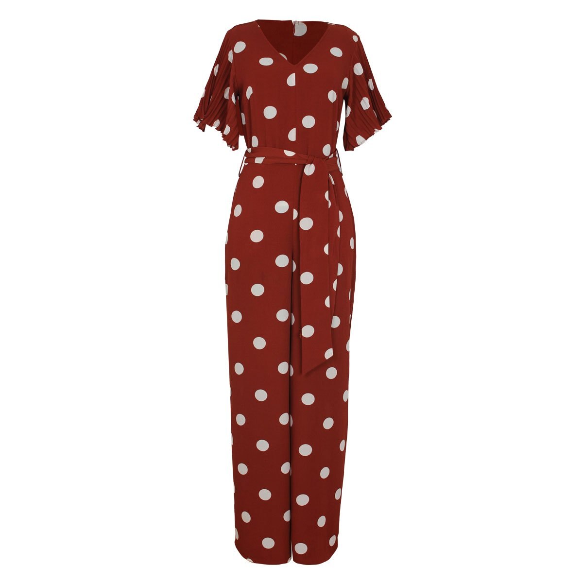 Jumpsuit Manga con Plisado Escote V con Puntos Basel