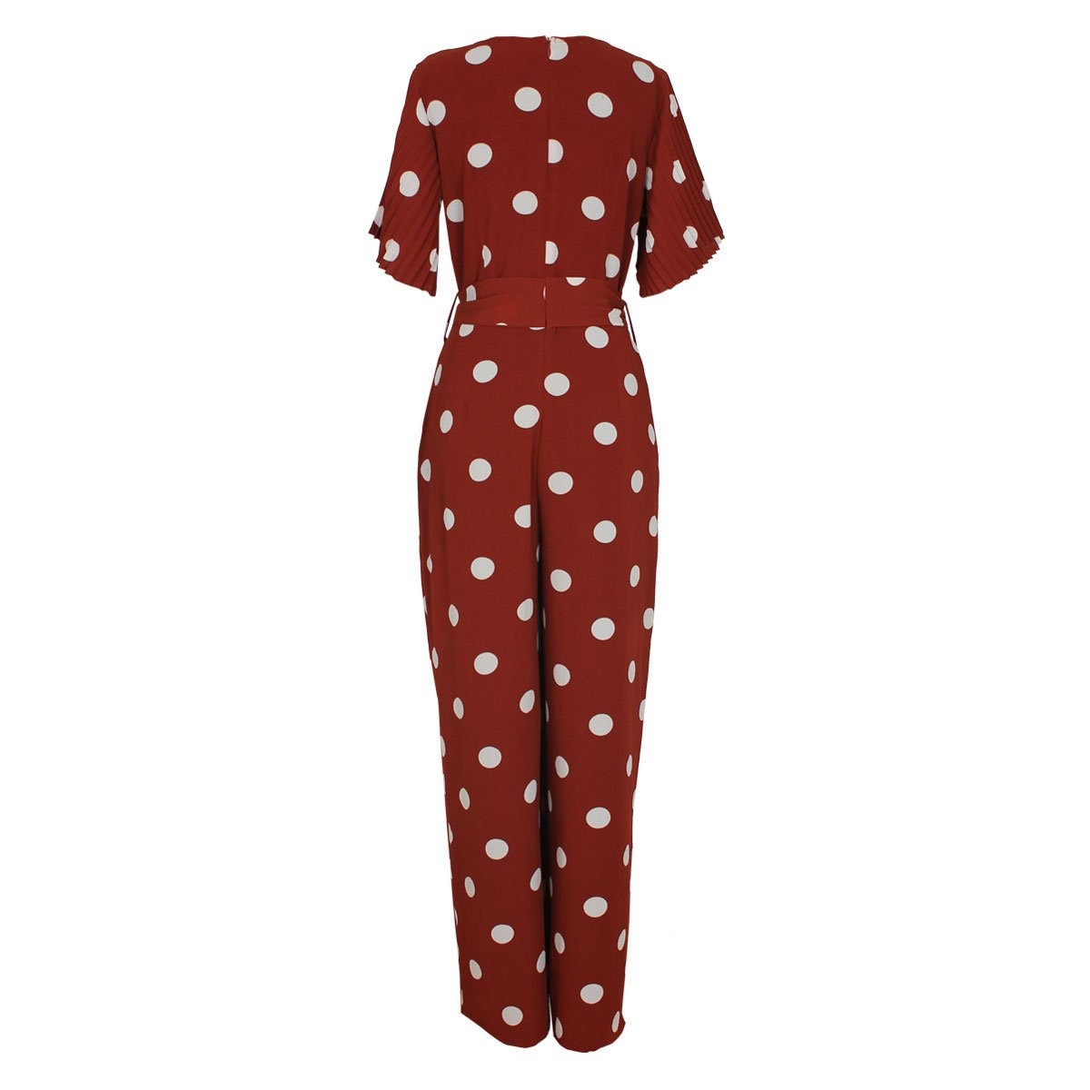 Jumpsuit Manga con Plisado Escote V con Puntos Basel