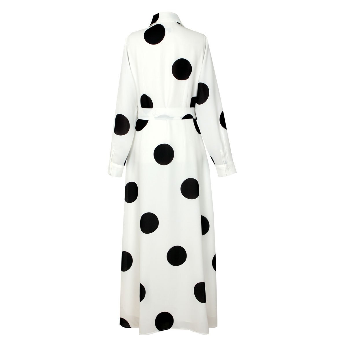 Vestido Cuello Camisero Estampado de Puntos City Femme