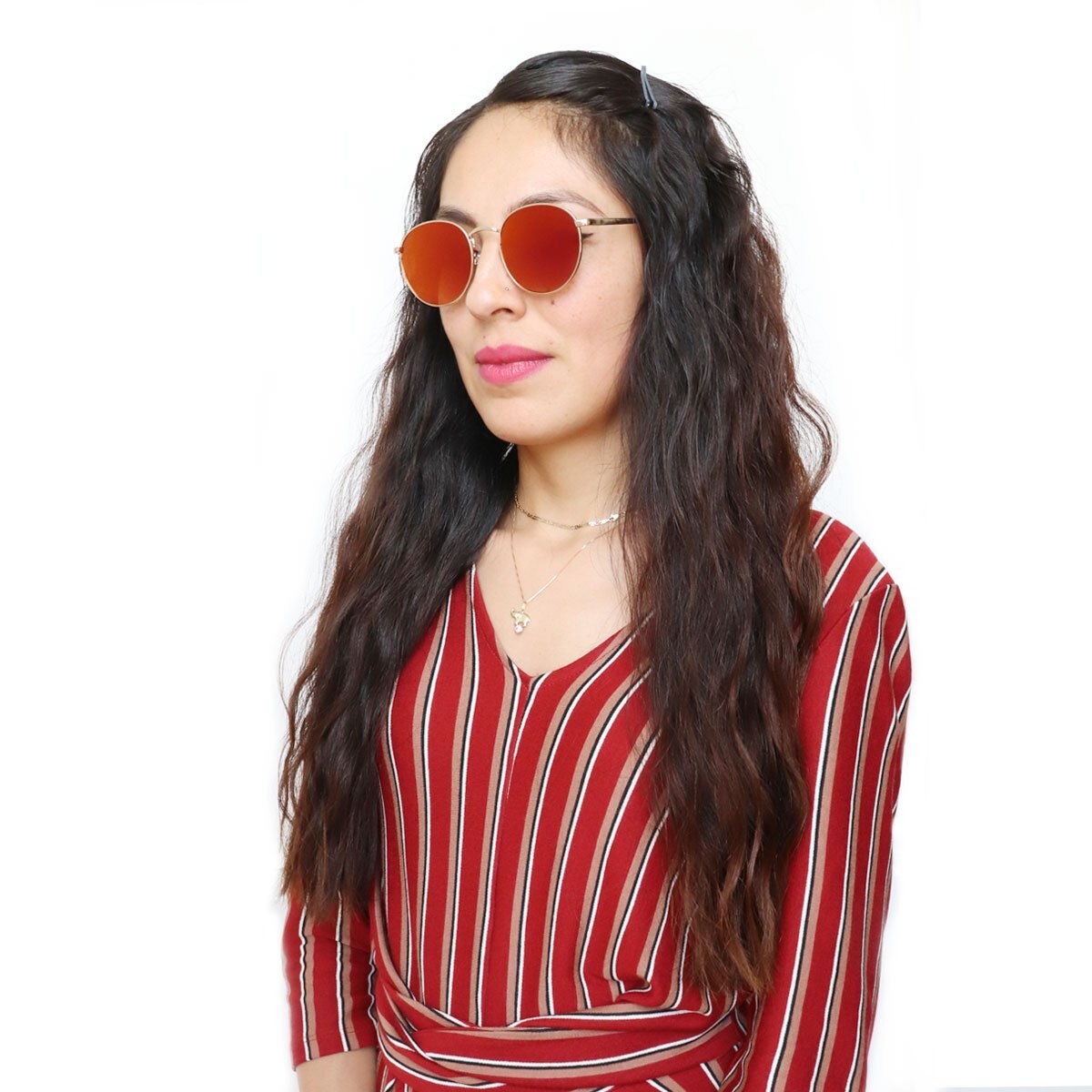 Lentes Rnd Mtl Dorado Flash Magenta Emanuel Ungaro
