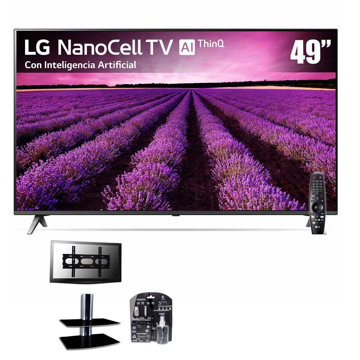 Paquete Pantalla 49" Lg Nanocell 4K Aithinq 49Sm8000Pua+ Mueble de Pared y Accesorios