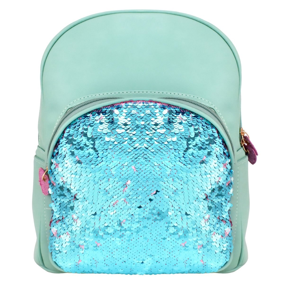 Bolso Backpack Menta Bolsillo Frontal Lentejuela C2C