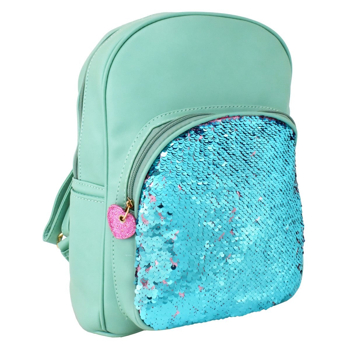 Bolso Backpack Menta Bolsillo Frontal Lentejuela C2C