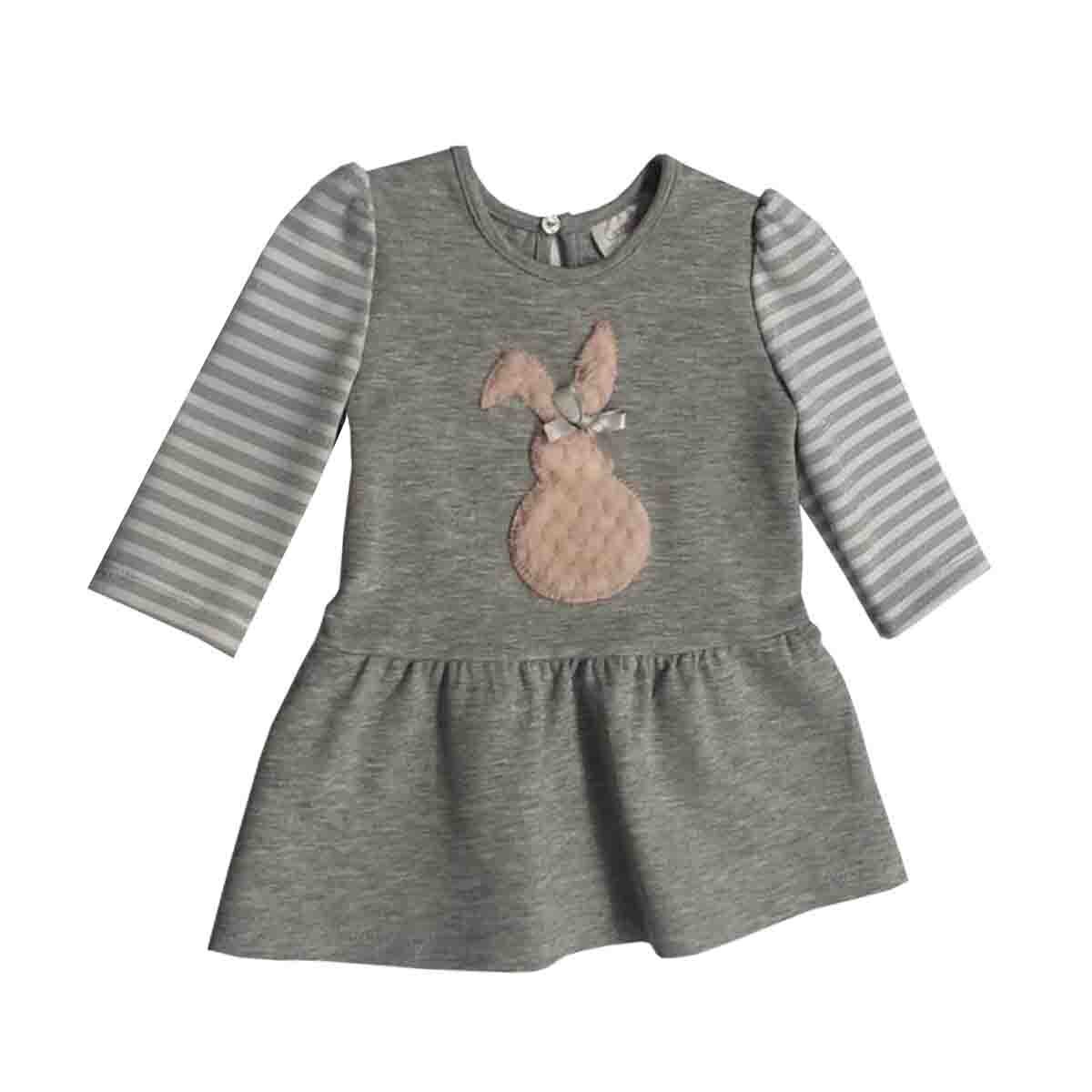 Vestido Gris Bordado Conejo Coccolato para Bebé