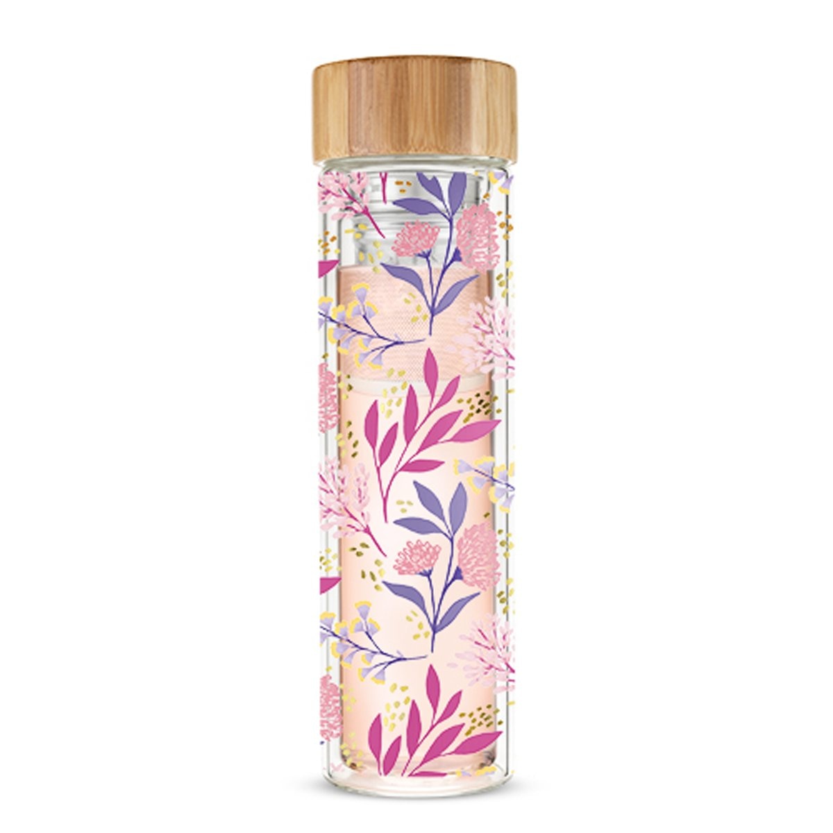 Termo de Vidrio con Infusor, Botánica Pinky Up