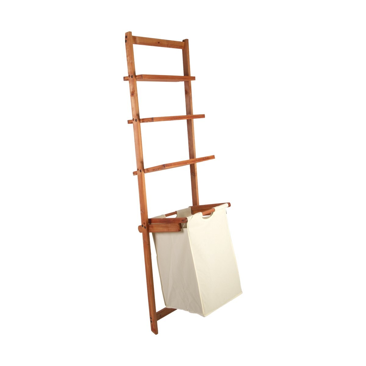 Home Nature Estante de Madera 3 Repisas con Bolsa de Lavandería